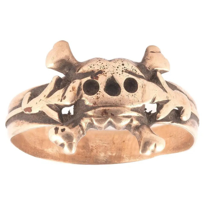 Antique Gold Skull and Crossbone Men's Ring #bernardoantichita