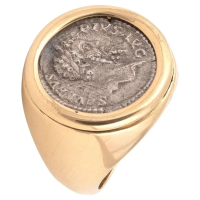 Gold and Silver Roman Settimio Severo Coin Ring #bernardoantichita
