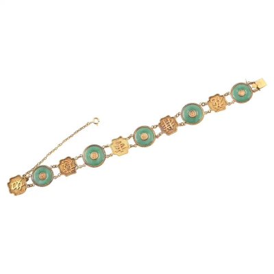 Art Nouveau 18kt Yellow Gold and Jade Bracelet #bernardoantichita