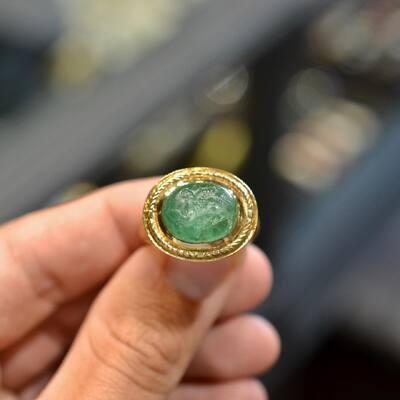 Emerald Intaglio Ring Late 18th Century With Griffin #bernardo