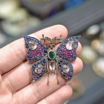 19th Century Gem-Set Butterfly Brooch #bernardoantichita