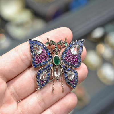 19th Century Gem-Set Butterfly Brooch #bernardoantichita